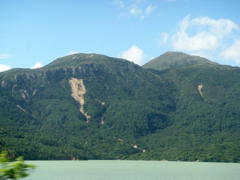 landslide above Shek Pik Reservoir