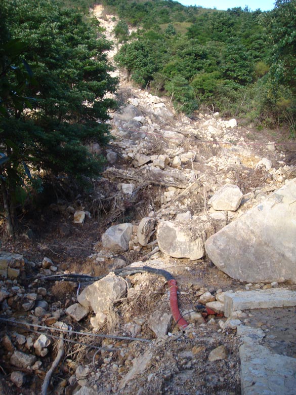 landslide near Ngong Ping
